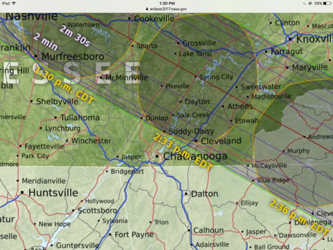 Image: Total Solar Eclipse Path Over SE Tennessee