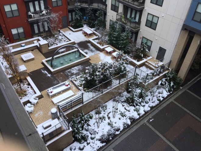 Courtyard Dusted With Snow